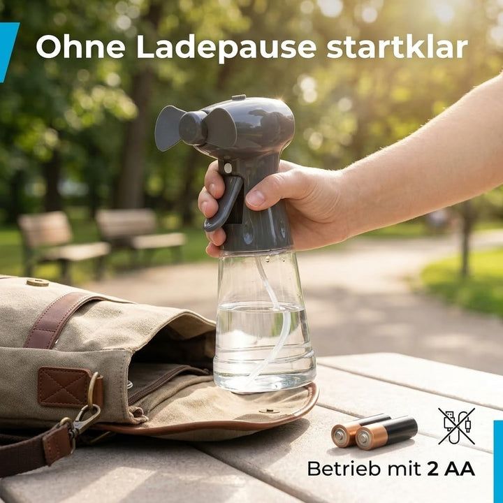 MIJOMA Sprühflasche mit Ventilator, ca. 22 cm, in Hellgrau und Dunkelgrau erhältlich, batteriebetrie