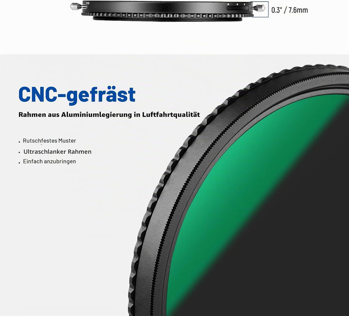 NEEWER 2 in 1 72mm Variable ND Filter ND2-ND32&amp;CPL (Zirkular Polfilter) No X Cross Variabel Graufilt