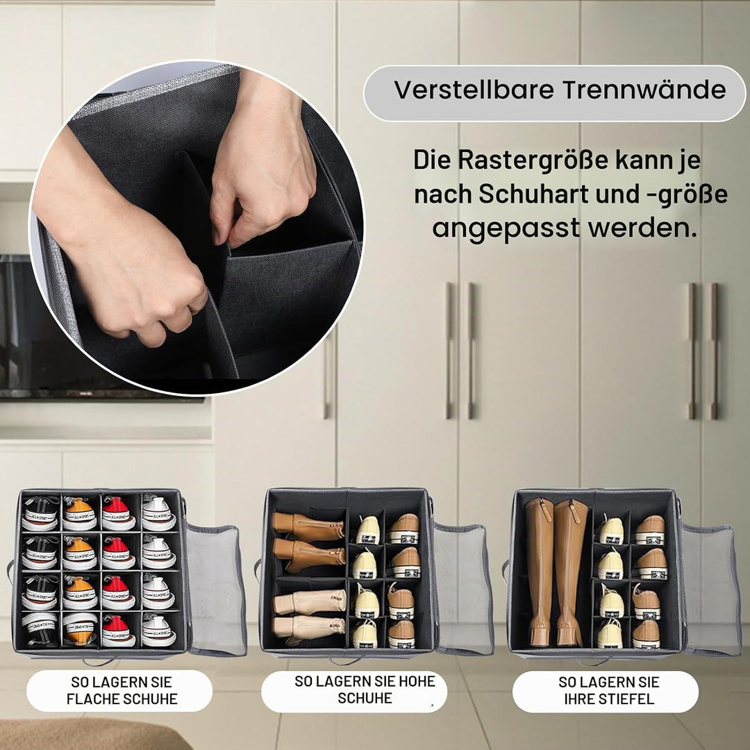 Schuhaufbewahrungsbox,Schuhorganizer Platzsparend mit 16 verstellbaren Fächern Schuh Organizer mit t