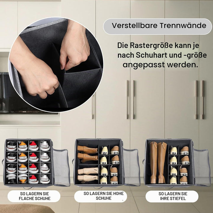 Schuhaufbewahrungsbox,Schuhorganizer Platzsparend mit 16 verstellbaren Fächern Schuh Organizer mit t