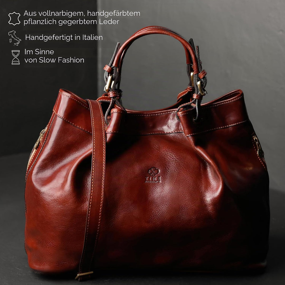 Time Resistance Schultertasche Damen - Handtasche aus Leder - Made in Italy - Tragetasche - Business