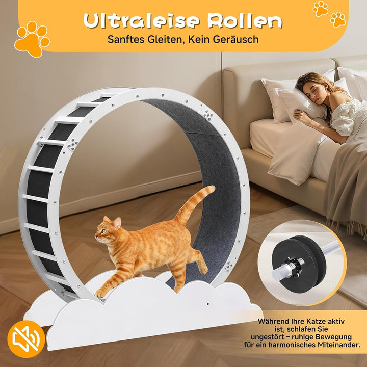 GTPLAYER Katzenlaufrad, laufrad Katze, Extra grosser 100 cm, ultraleises Laufrad mit Abnehmbarer Tep