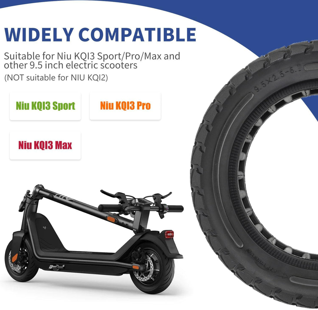 9,5 Zoll Vollreifen für NIU KQi 3, 9,5x2,5-6,1 Vollgummireifen Solide Reifen für NIU KQi3 Sport/Pro/