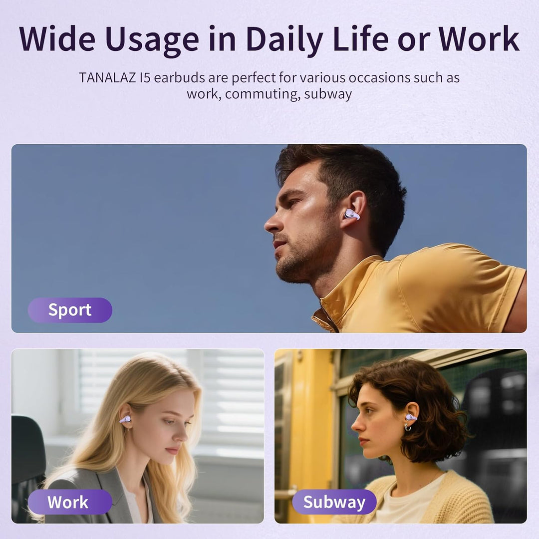 Open-Ear-Kopfhörer I5, Kabellose Bluetooth 6.0 Clip-On-Ohrhörer mit ENC, IPX5 wasserdicht, 36 Std. L