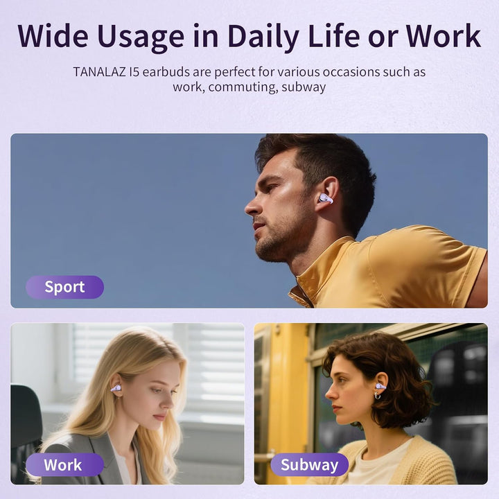 Open-Ear-Kopfhörer I5, Kabellose Bluetooth 6.0 Clip-On-Ohrhörer mit ENC, IPX5 wasserdicht, 36 Std. L