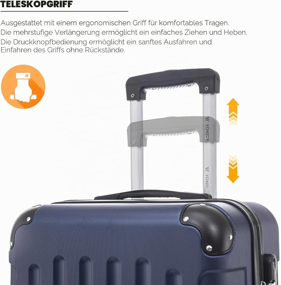 Koffer Suitcase Set, Trolley Reisekoffer, Rollkoffer Handgepäck, Kofferset, Gepäckset mit 4 Rollen 3