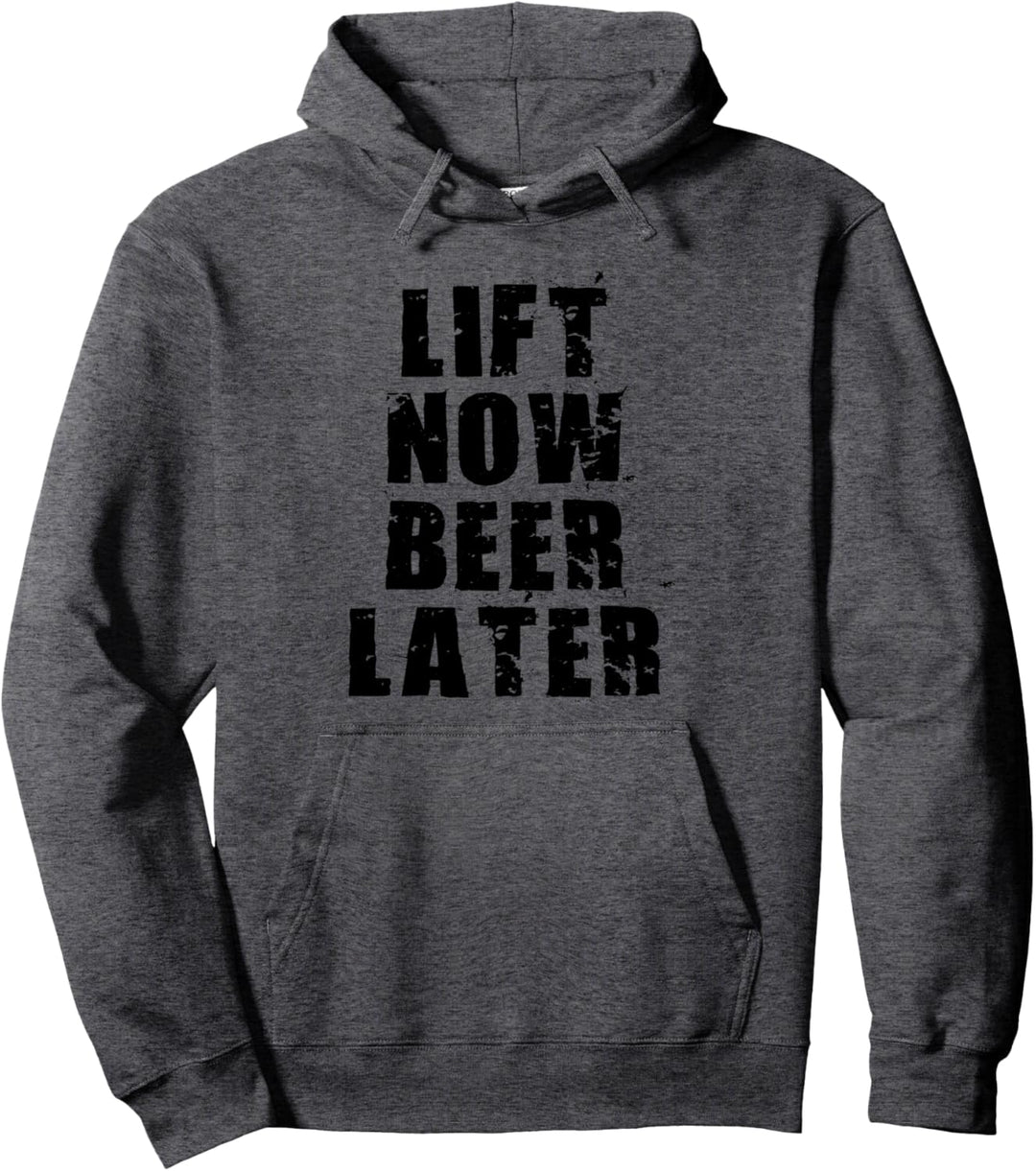 Retro Black Lift Now Beer Later ADL022d Pullover Hoodie