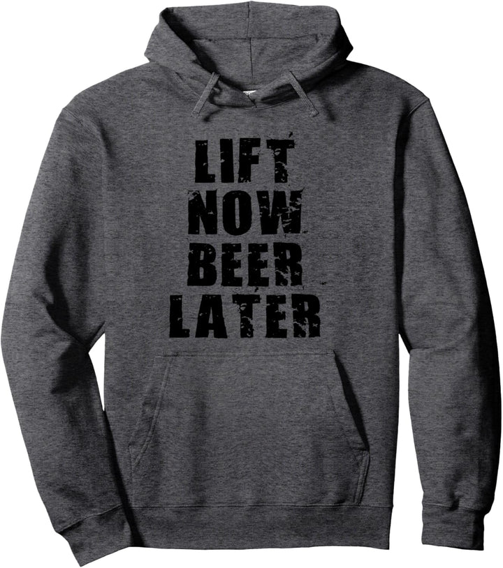 Retro Black Lift Now Beer Later ADL022d Pullover Hoodie