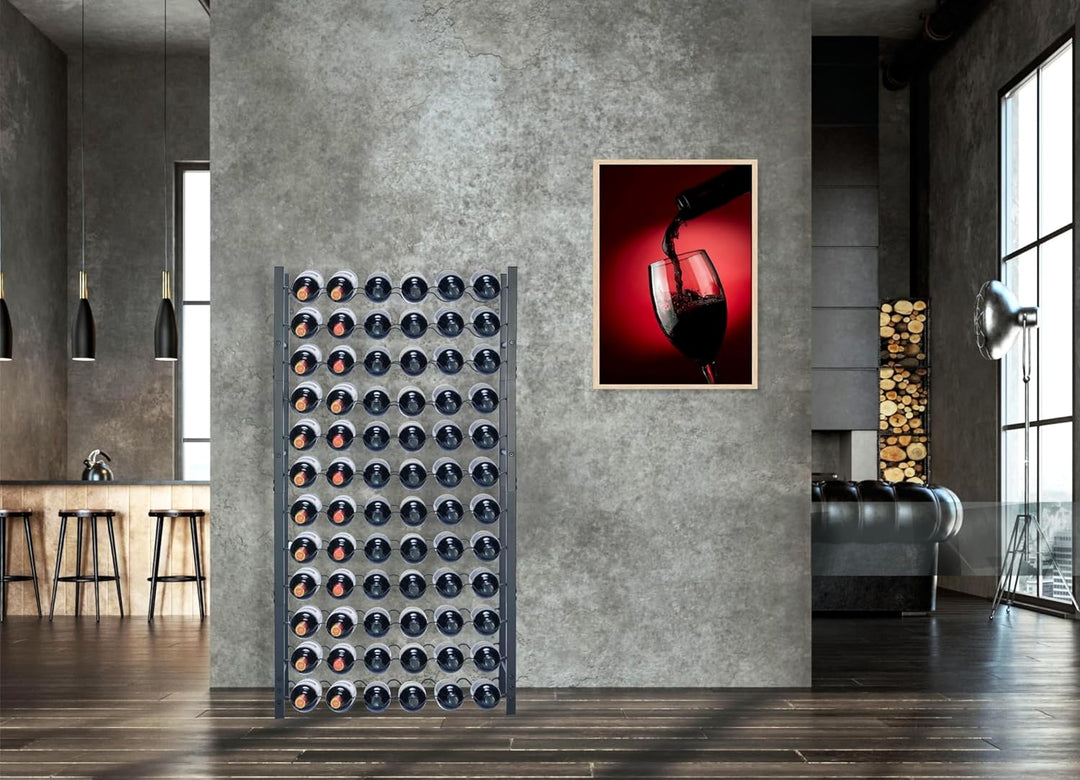 Weinregal - Weinschrank - Weinflaschenhalter - Weinlagerung - Schwarz - Pulverbeschichteter Stahl -