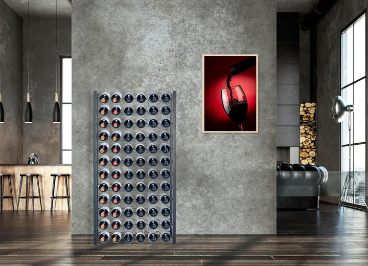 Weinregal - Weinschrank - Weinflaschenhalter - Weinlagerung - Schwarz - Pulverbeschichteter Stahl -