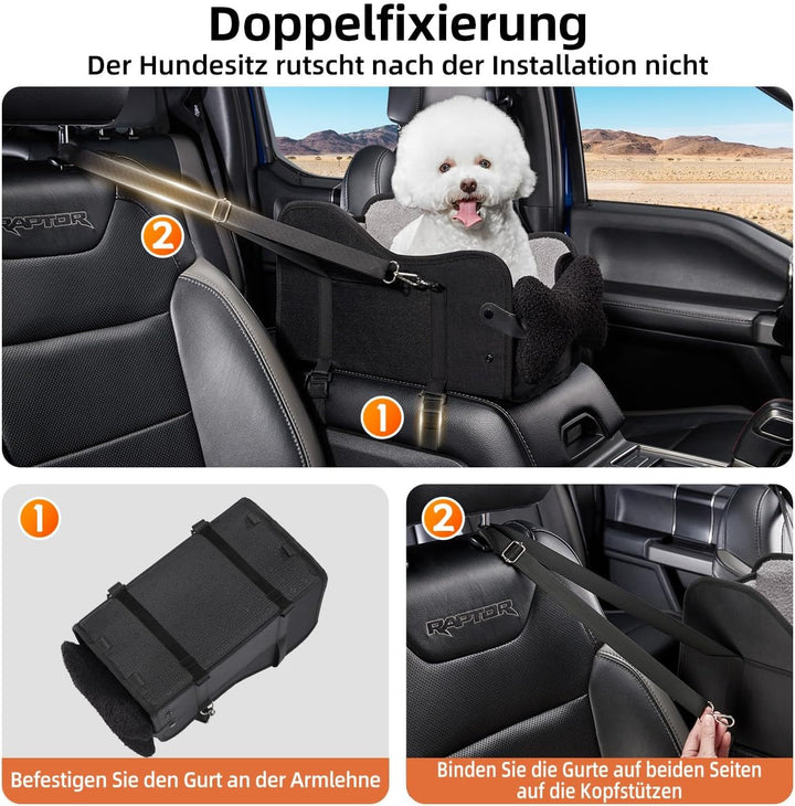 Auto-Hundesitz für Kleine Hunde & Katzen | Sicherer Hunde-Sitz mit Doppelter Befestigung, Wasserdich