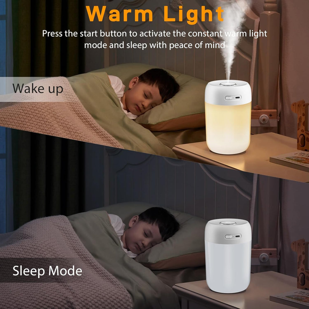 650ML Mini Luftbefeuchter für Schlafzimmer/Kinderzimmer/Pflanzen, 15H Lange Laufzeit 28dB Silent Air