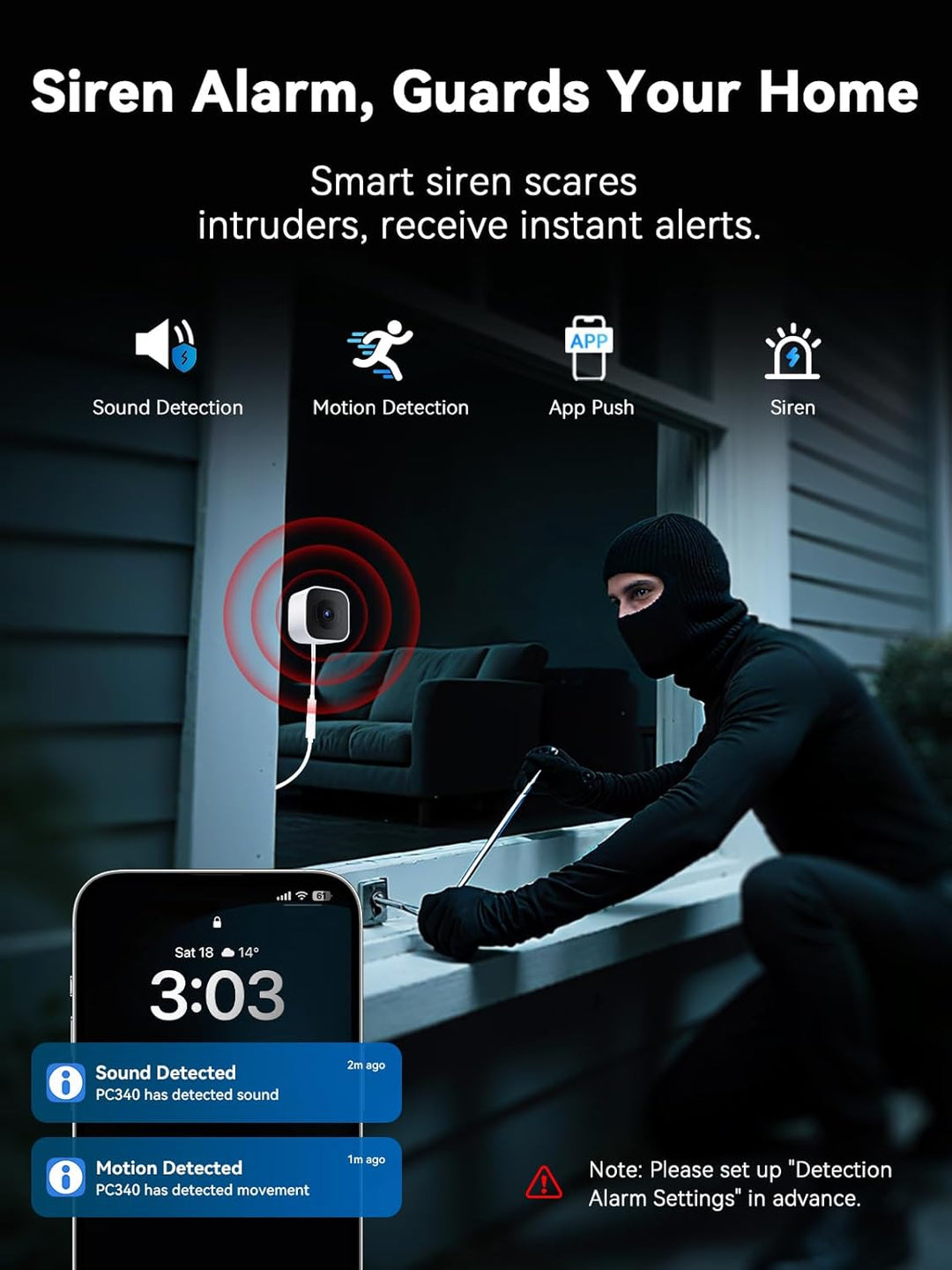 Outinput 3MP 2K Fensterkamera Innen, 2,4G&amp;5GHz Überwachungskamera Innen mit 18° Verstellbarer Halter