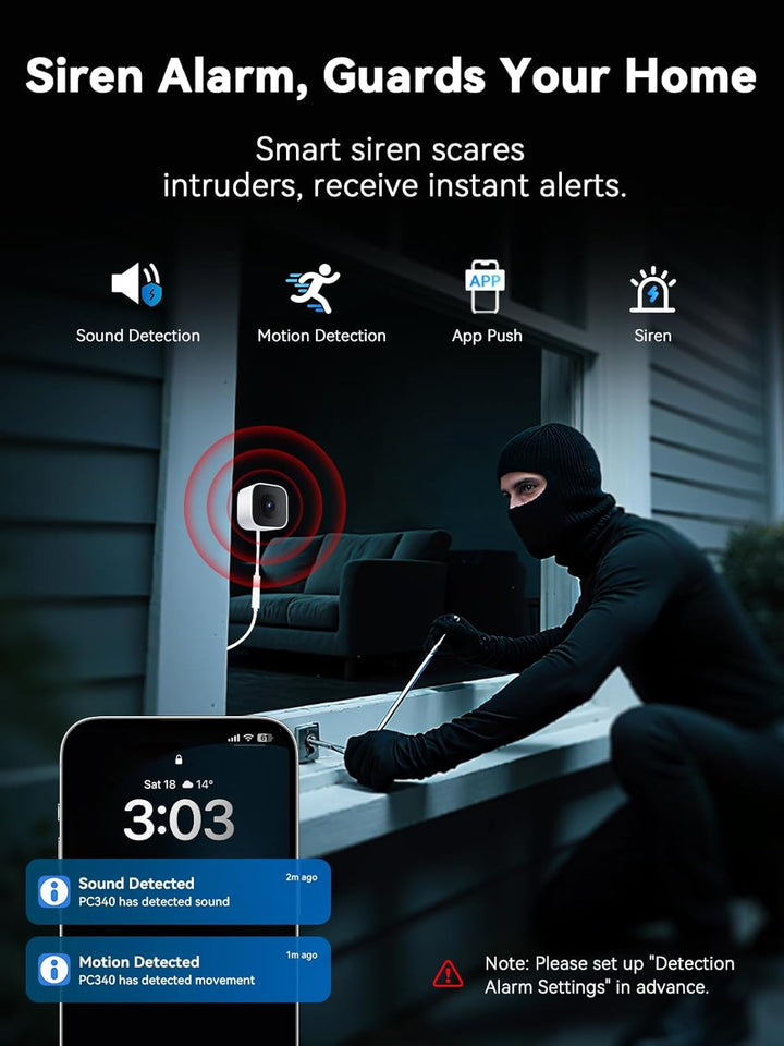 Outinput 3MP 2K Fensterkamera Innen, 2,4G&amp;5GHz Überwachungskamera Innen mit 18° Verstellbarer Halter