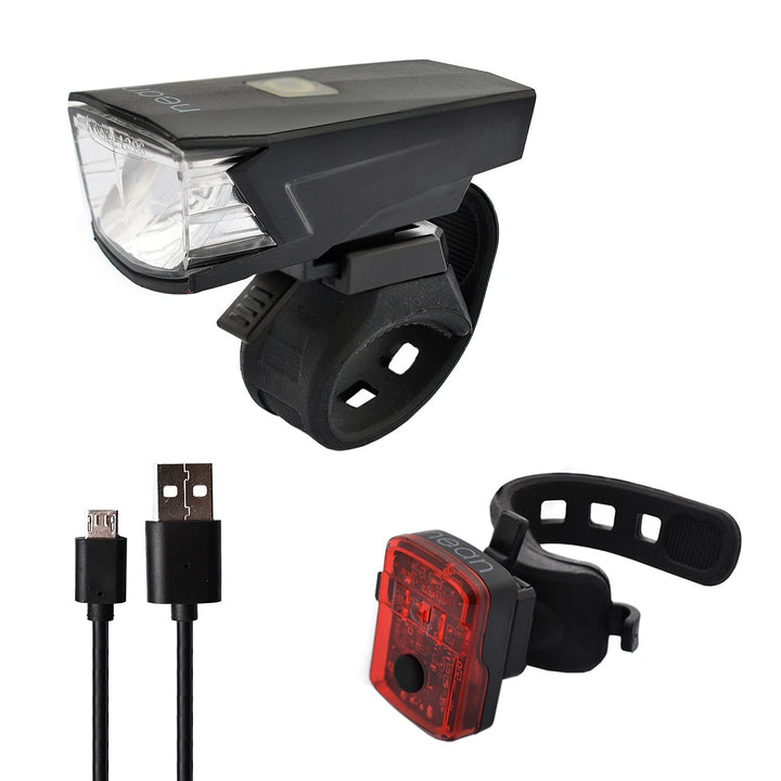 nean LED Akku Fahrradlicht Beleuchtungsset mit StVZO, 30 LUX 5 Candela, Fahrradlampe, Fahrrad Frontl