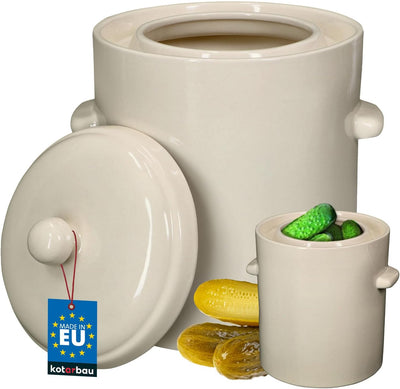 KOTARBAU® Sauerkraut Gärtopf Sauerkrauttopf 10L Tontopf mit Deckel Steinguttopf Fermentieren Dauerkr