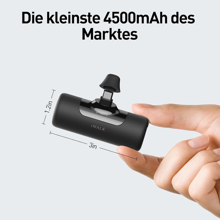 iWALK Mini Powerbank 4500mAh Tragbares Power Bank mit USB-C-Anschluss, externer Akku Kompatibel mit