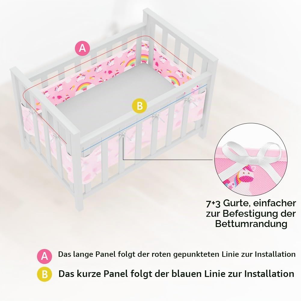 Aolso Bettumrandung Babybett, 2 Stück Nestchen für Kinderbetten Kantenschutz Baby Babybett, Atmungsa