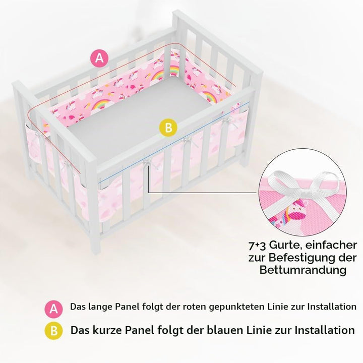 Aolso Bettumrandung Babybett, 2 Stück Nestchen für Kinderbetten Kantenschutz Baby Babybett, Atmungsa