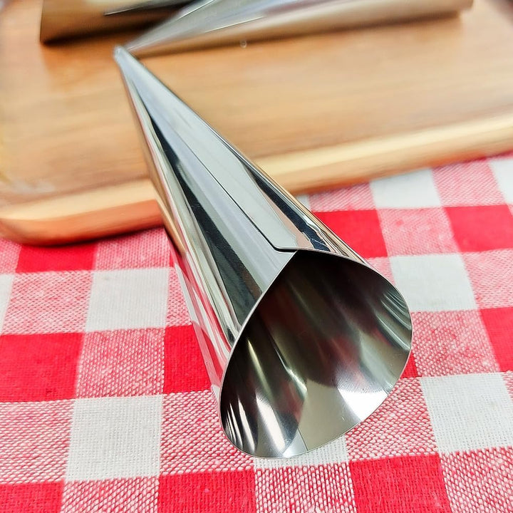 6 Stück Backkegel, 12 cm, Edelstahl, Spiralförmig, Croissant-Röhren, Horn, Brot, Gebäck, Kuchenform,