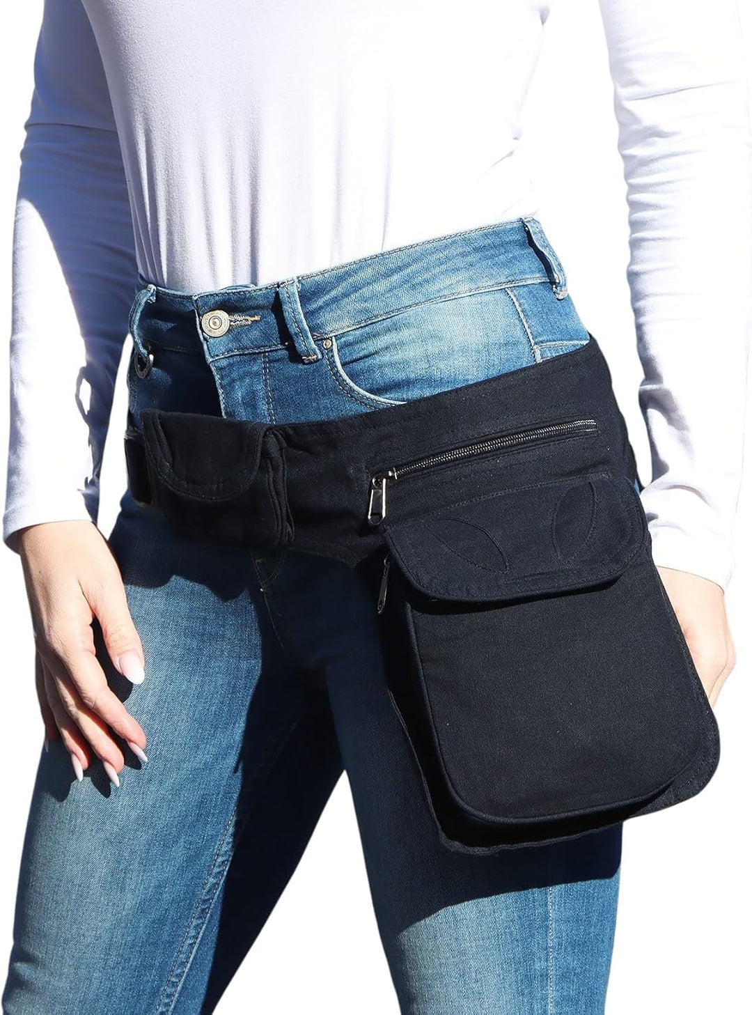 Kunst und Magie Goa Schulter-Bauchtasche Gürteltasche Hippie Psy Black / Schwarz, Black / Schwarz