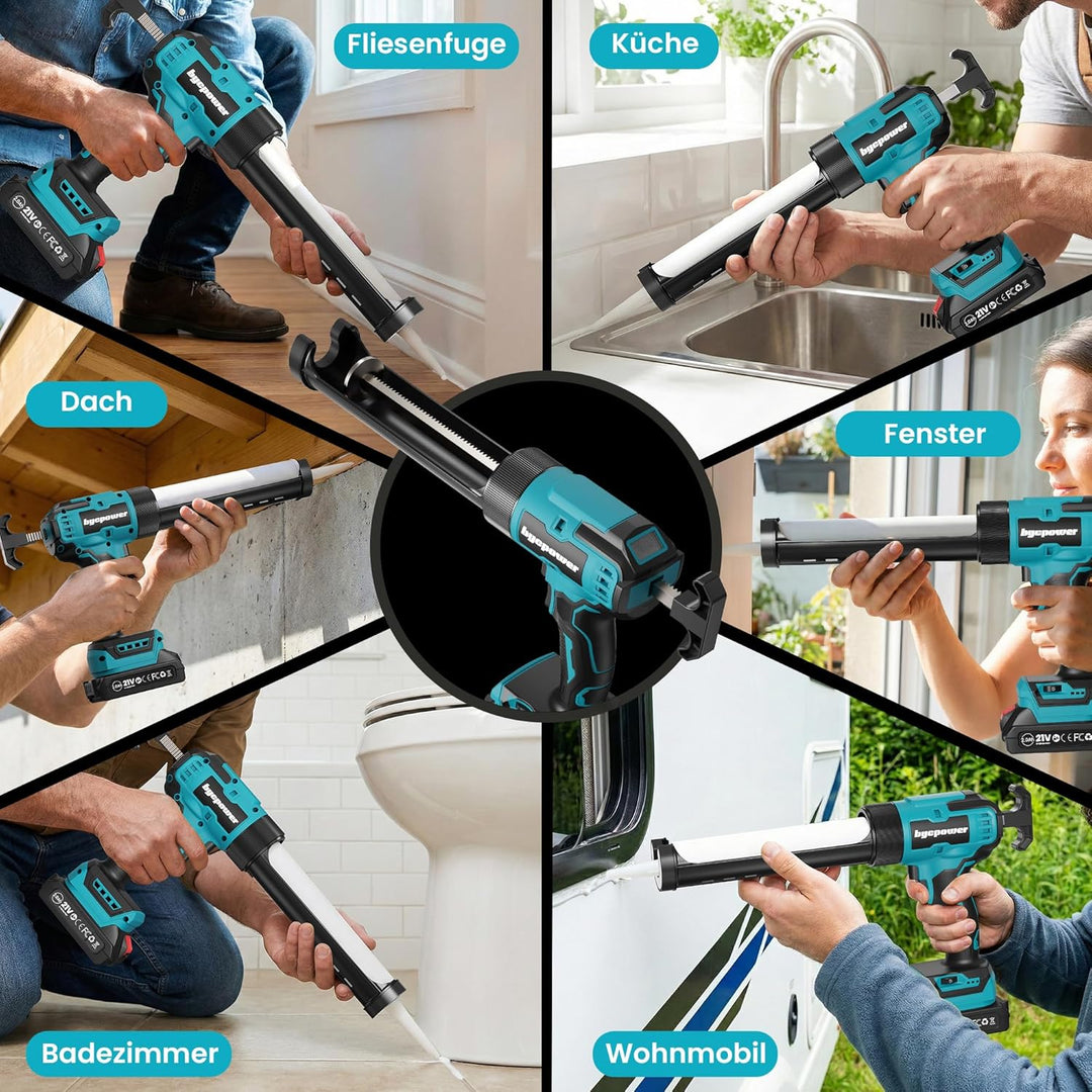 Akku-kartuschenpresse kompatibel mit Makita LXT-18V, 2x2000mAh Akkus, 6 Geschwindigkeiten, Max 1100L