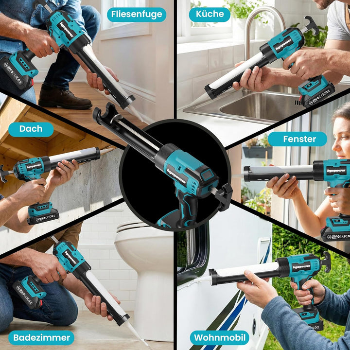 Akku-kartuschenpresse kompatibel mit Makita LXT-18V, 2x2000mAh Akkus, 6 Geschwindigkeiten, Max 1100L
