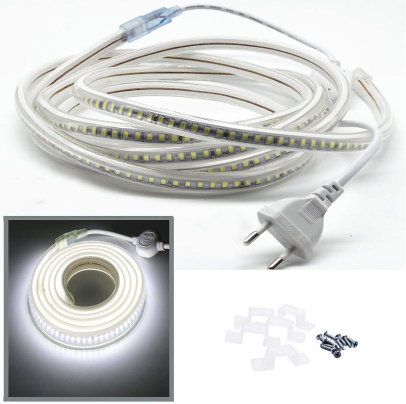 FOLGEMIR 1m Kalt Weiss LED Band, 2835 SMD 144 Leds/m Lichtleiste, 220V 230V Strip, sehr helle Beleuc