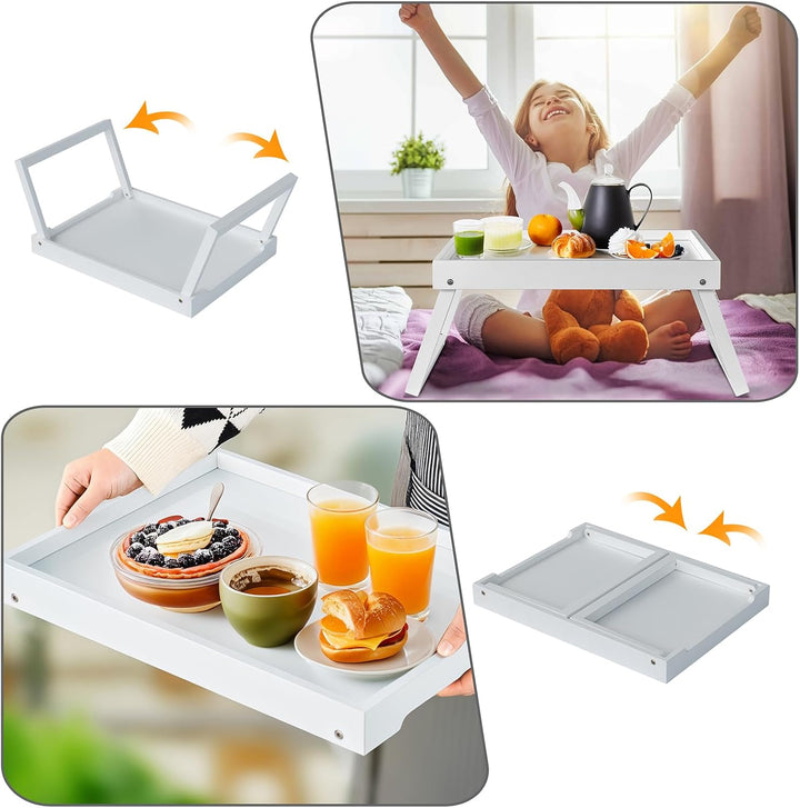 Betttablett Tisch mit klappbaren Beinen, Bambus Frühstück im Bett Essen, Servieren oder Verwendung a