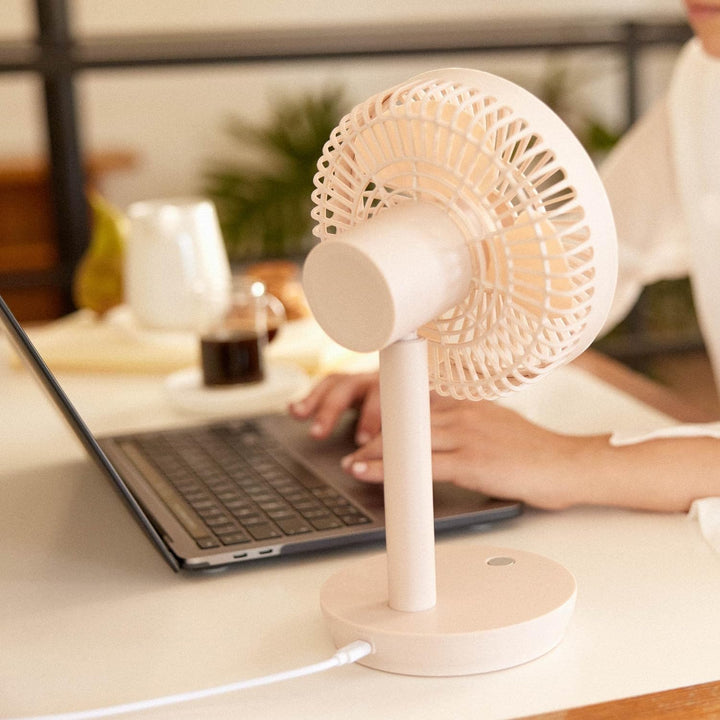 Newlux - Tischventilator USB Windpure Desk W300 mit 4 Gelängen, schwenkbarer Kopf, Lithium-Akku bis