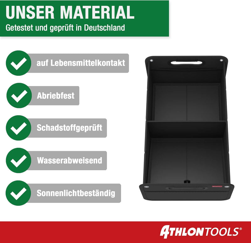 ATHLON TOOLS Kofferraumtasche faltbar - Kofferraum-Organizer, Auto Faltbox, Autotasche - verstärkt u