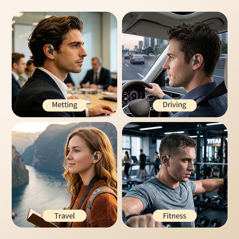Open-Ear Bluetooth Kopfhörer, Bluetooth 6.0 Wireless Ohrhörer Sport mit LED-Anzeige, IPX6 Wasserdich