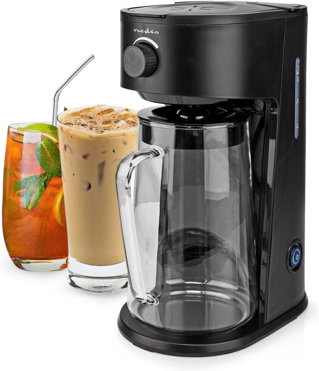 Nedis KAICM200FBK Eiskaffee- und Eistee-Zubereiter – 2,5l Fassungsvermögen – Für bis zu 6 Tassen – M