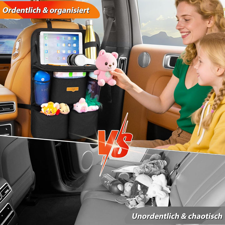 SURDOCA Auto Organizer Kinder mit Klapptisch – Rücksitz Organizer mit Touchscreen-Tabletfach, Wasser