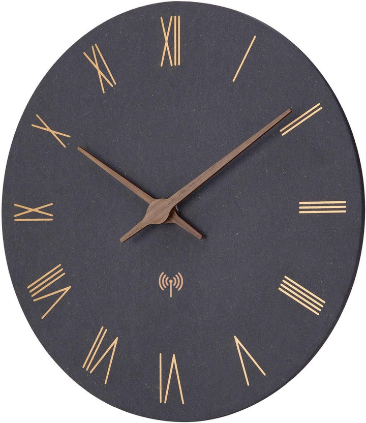 Funkuhr Wand MDF Holz Wanduhr Ohne TickgeräUsche Lautlos 30cm Quarz Batterie Gross Wanduhren Einfach