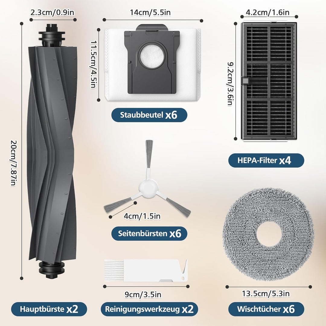 25 Stück Zubehör für Dreame L10s Ultra Gen 2 / L10s Pro Ultra Heat / L40 Ultra AE/ X30 Ultra/Mova E3