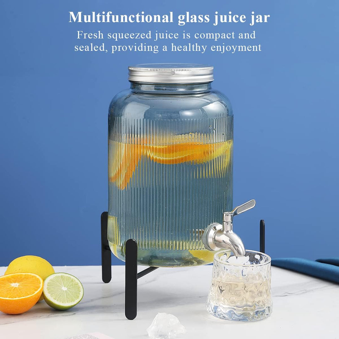 Berglander Getränkespender aus Glas, Kühlschrank, 4L Getränkespender mit wasserdichtem Edelstahlhahn