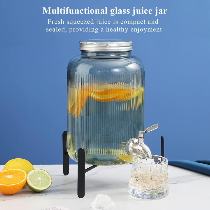 Berglander Getränkespender aus Glas, Kühlschrank, 4L Getränkespender mit wasserdichtem Edelstahlhahn