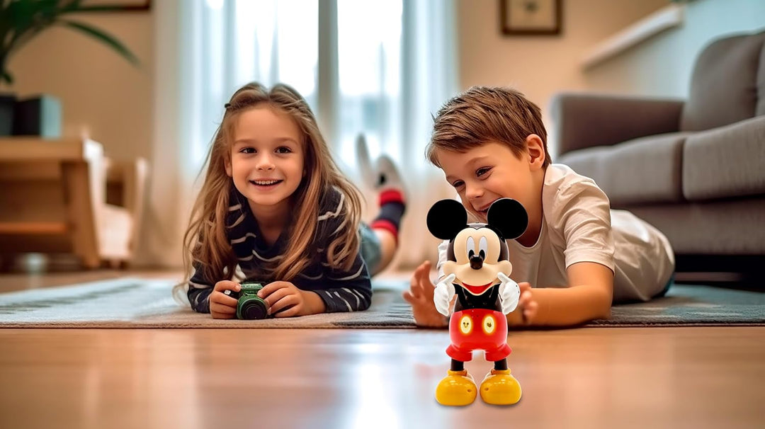 Lexibook MCH01i1 Disney – Roboter Mickey zweisprachig Französisch/Englisch, 100 Lernquiz, Lichteffek