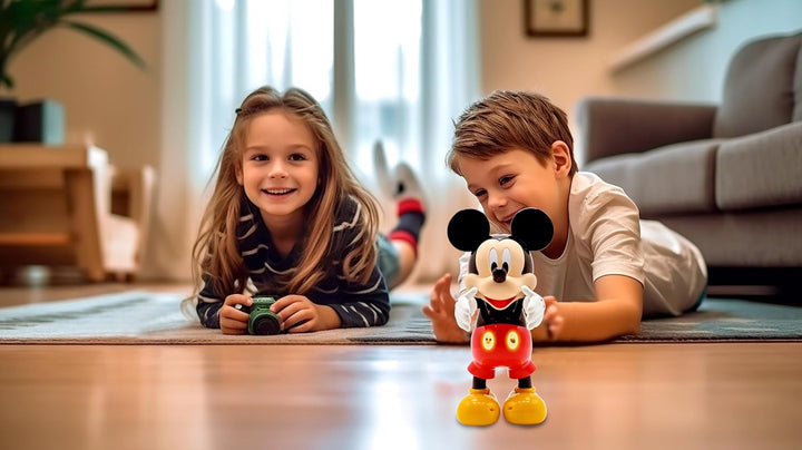 Lexibook MCH01i1 Disney – Roboter Mickey zweisprachig Französisch/Englisch, 100 Lernquiz, Lichteffek