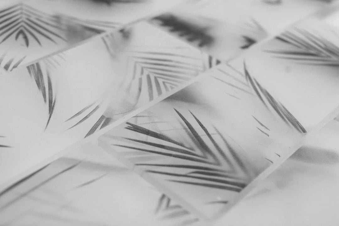 Mosaikfliese Glasmosaik Verbund weiss schwarz matt Blattoptik Küchenrückwand Duschwand | 10 Mosaikma