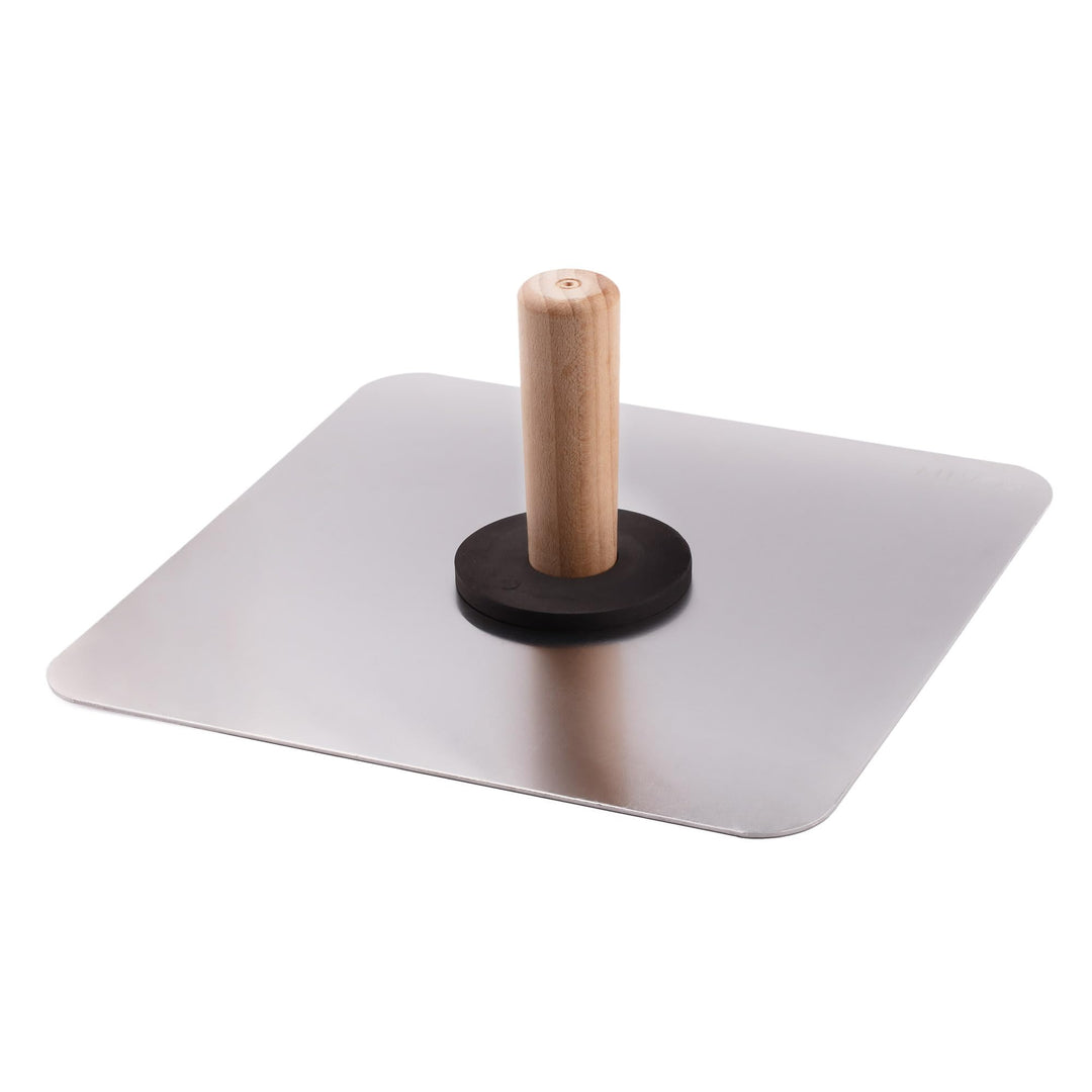 MIVOS Aluminium Glättekelle - 330 x 330 mm - Traufel mit Griff aus Holz - Putzkelle mit abgerundete