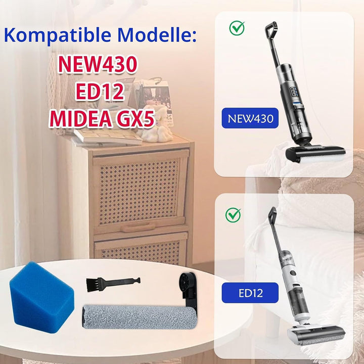 9 Stück WisRollenbürste und Filter Zubehörset für JONR ED12/Eureka NEW430/GX5 Nass Trockensauger mit