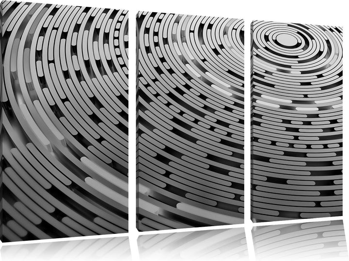 Pixxprint Monocrome, Abstrakte Schallplatte, Love Music 3-Teiler Leinwandbild 120x80 Bild auf Leinwa
