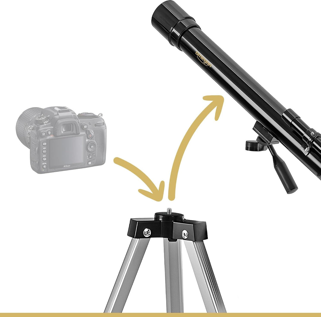 Omegon Teleskop AC 50/600 AZ, Linsenfernrohr mit 50mm Öffnung und 600mm Brennweite