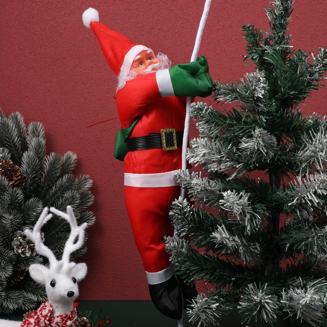 LIOOBO 40cm Weihnachtsmann der auf Seilweihnachtsbaum hängender Verzierungswandfensterinnendekoratio