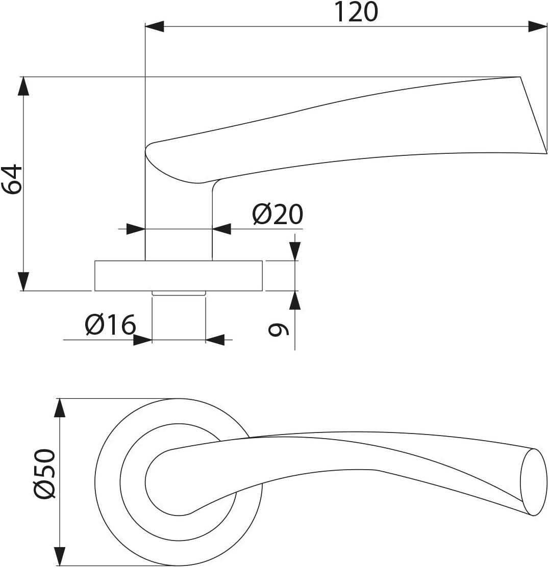 Emuca - Türgriffe für Innenttüren, 5 Türgriff-Set mit Rosetten für Zimmertüren D.50 mm, Aluminium, s