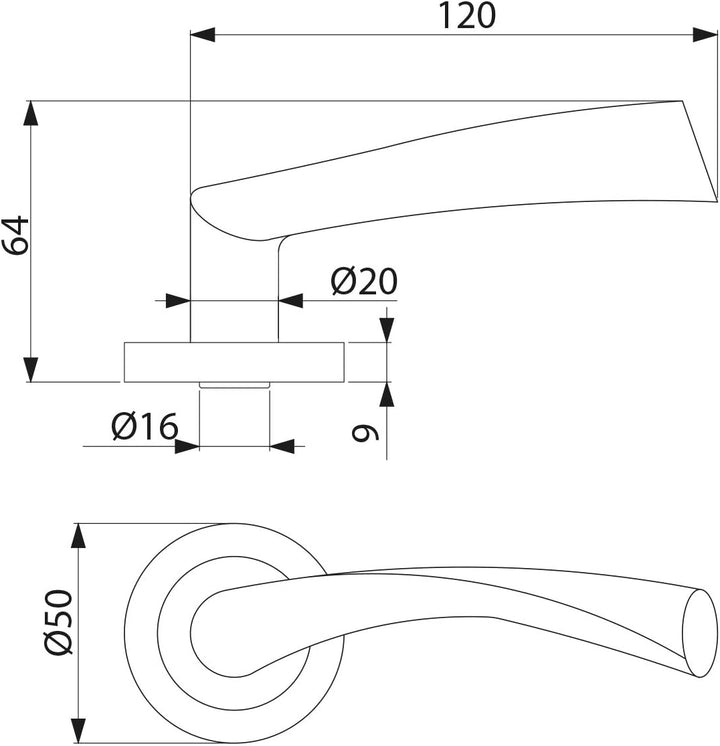 Emuca - Türgriffe für Innenttüren, 5 Türgriff-Set mit Rosetten für Zimmertüren D.50 mm, Aluminium, s