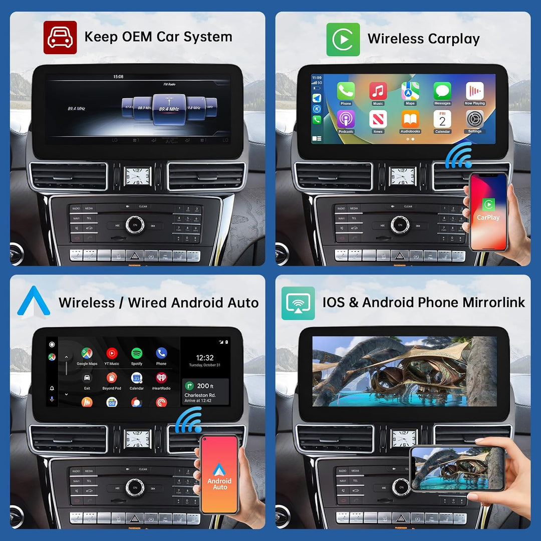 Road Top 12,3 Zoll Autoradio CarPlay für Mercedes Benz GLE GLS 2016-2018 | mit NTG5.0/5.1/5.2 System