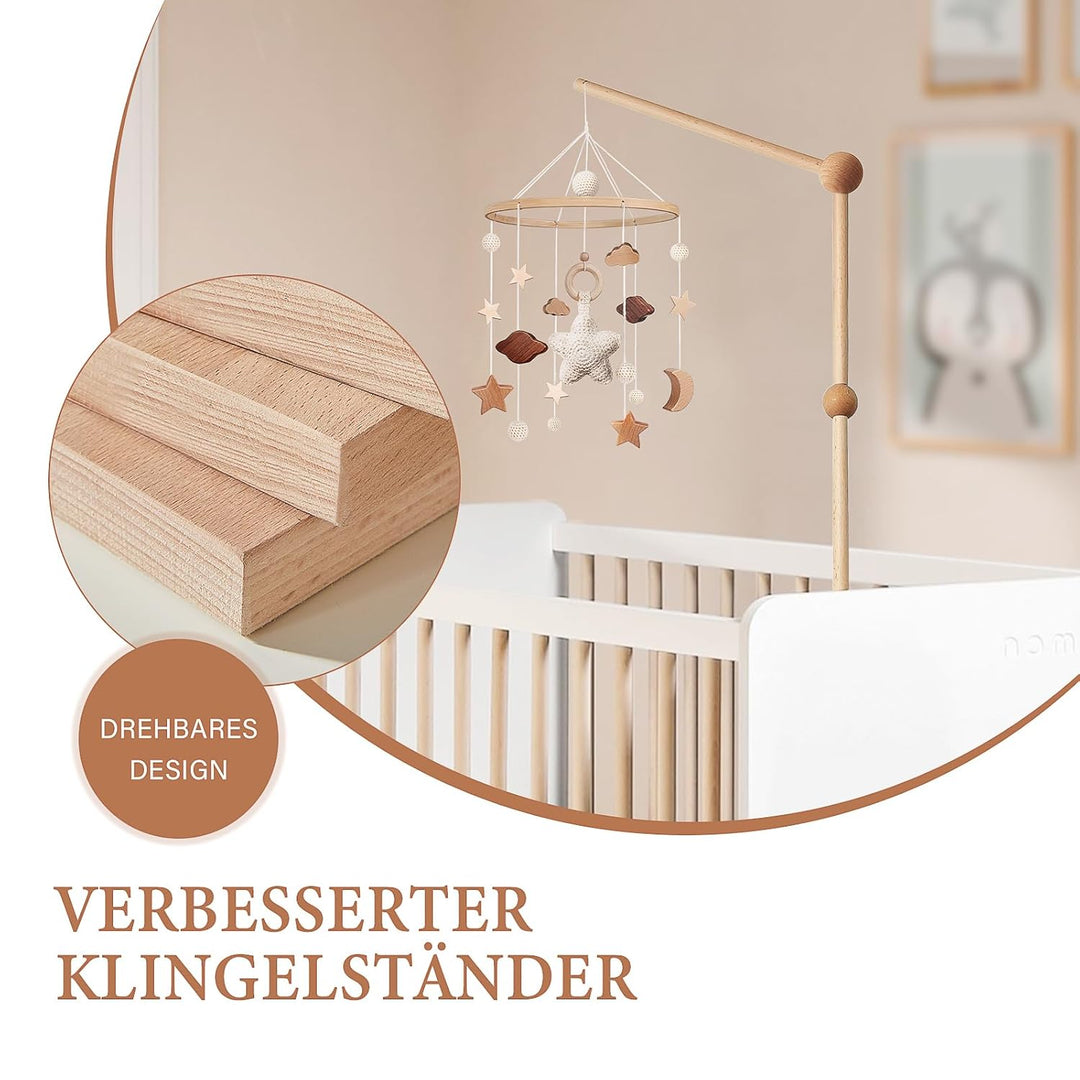 Mobile Halterung für Babybett, Holz Mobile Halterung Wickeltisch für Aufhängung Mobile baby, Geburt